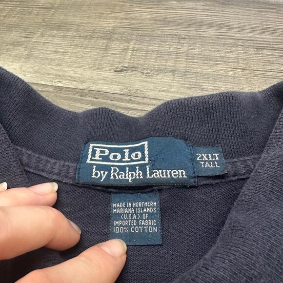 Vintage Y2K Polo Ralph Lauren Navy Blue‎ Mens 2XLT Red Pony Golf Polo Shirt EUC - Picture 4 of 8